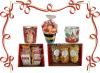 Gift tins and baskets stacked together